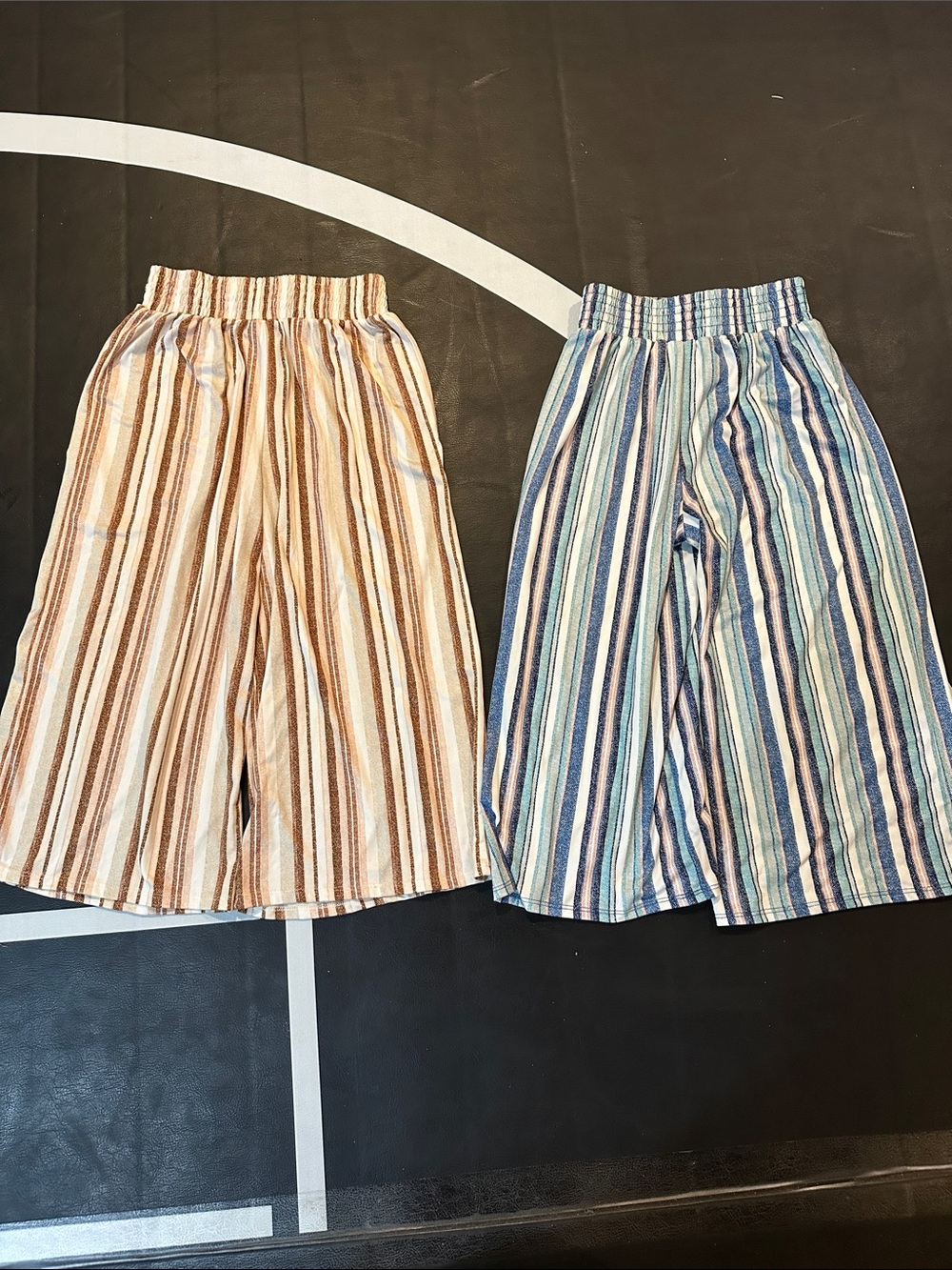 Beautees Striped Elastic-Waist Kids Shorts in Brown and Blue